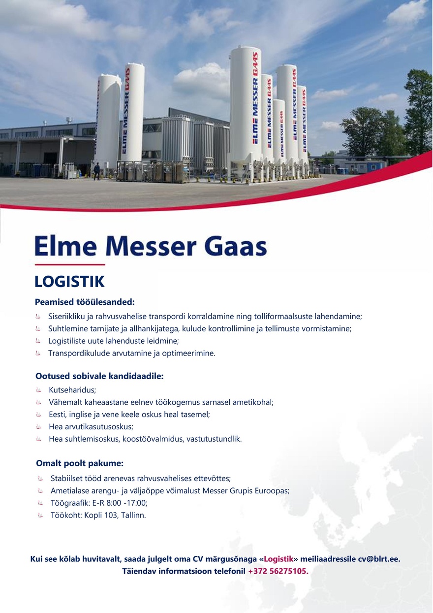 Elme Messer Gaas AS Logistik