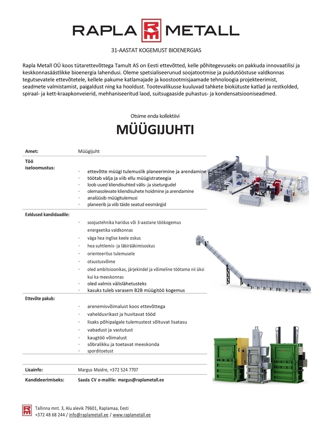 RAPLA METALL OÜ Müügijuht