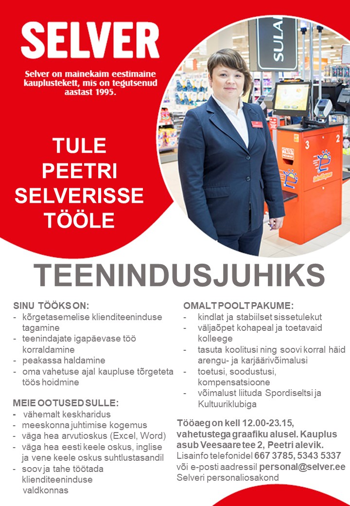 Selver Teenindusjuht Peetri Selveris