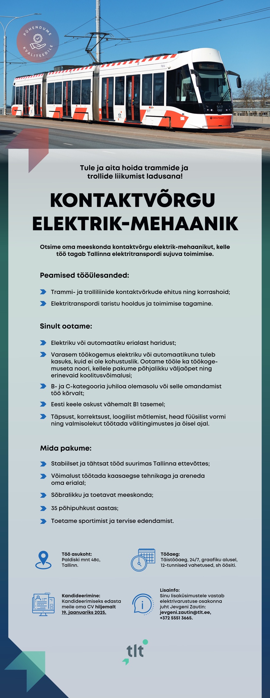 AS Tallinna Linnatransport Kontaktvõrgu elektrik-mehaanik