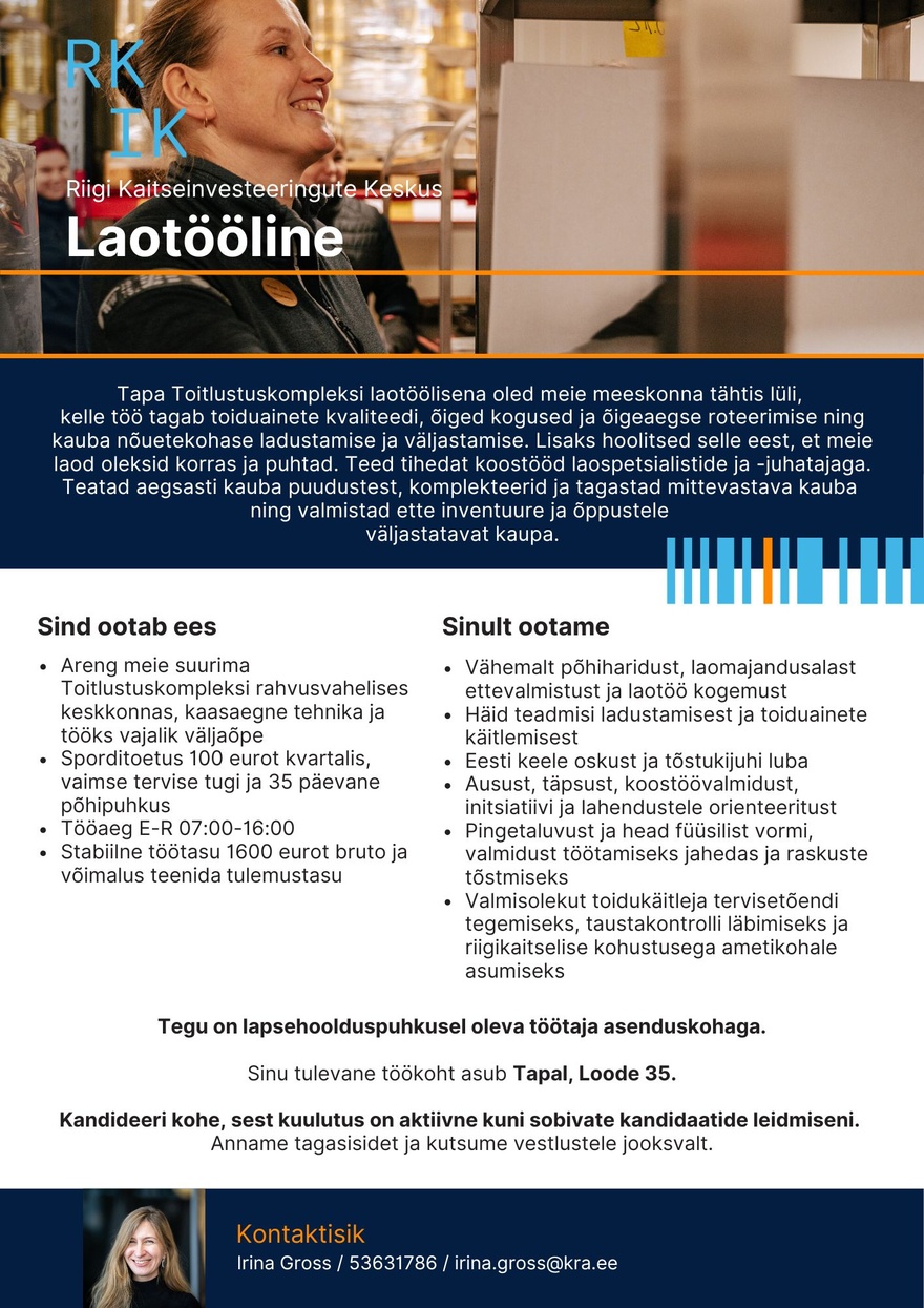 Riigi Kaitseinvesteeringute Keskus Laotööline (Tapa Toitlustuskompleks)