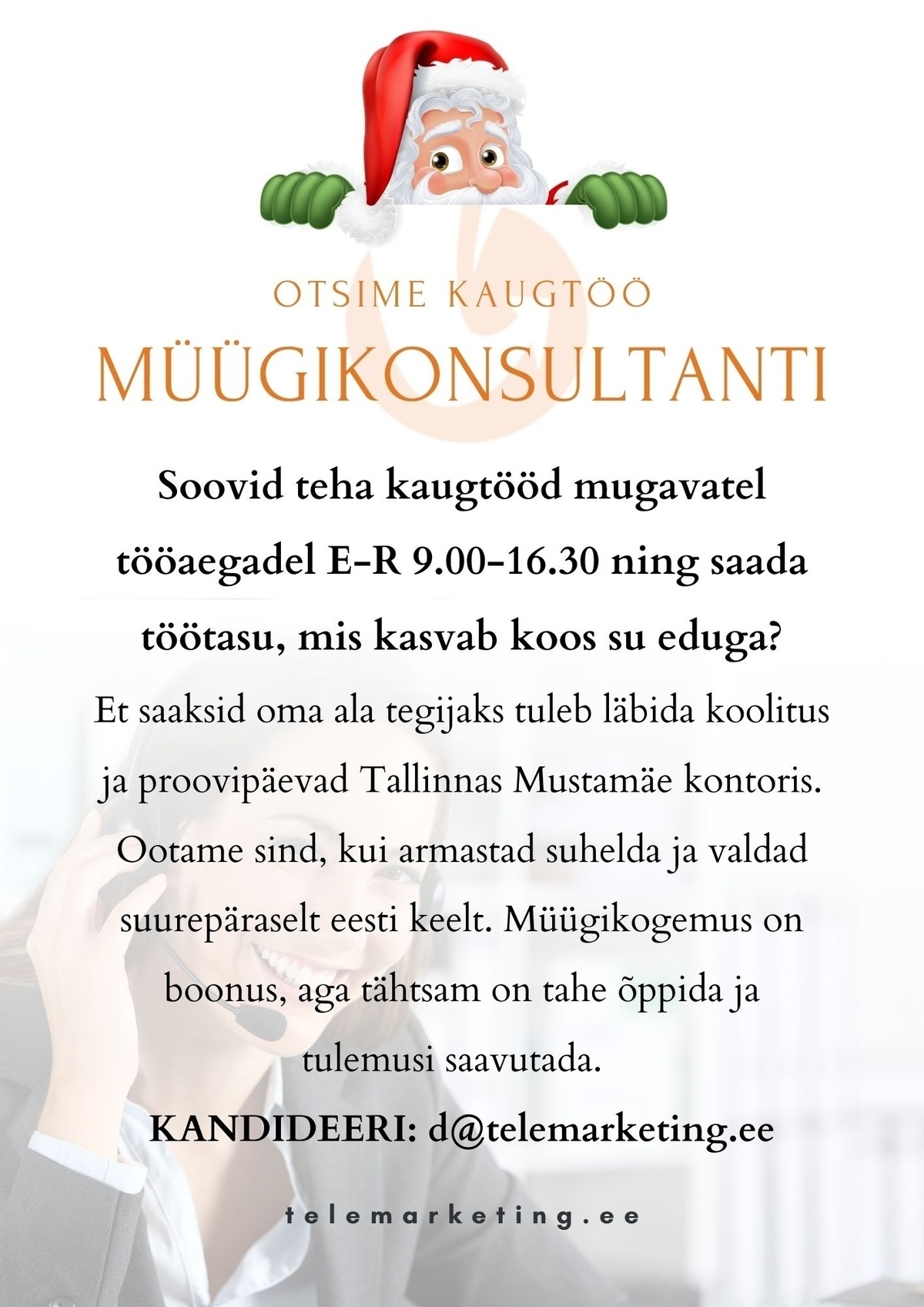 Müügimeistrite AS Kaugtöö müügikonsultant Tallinnas