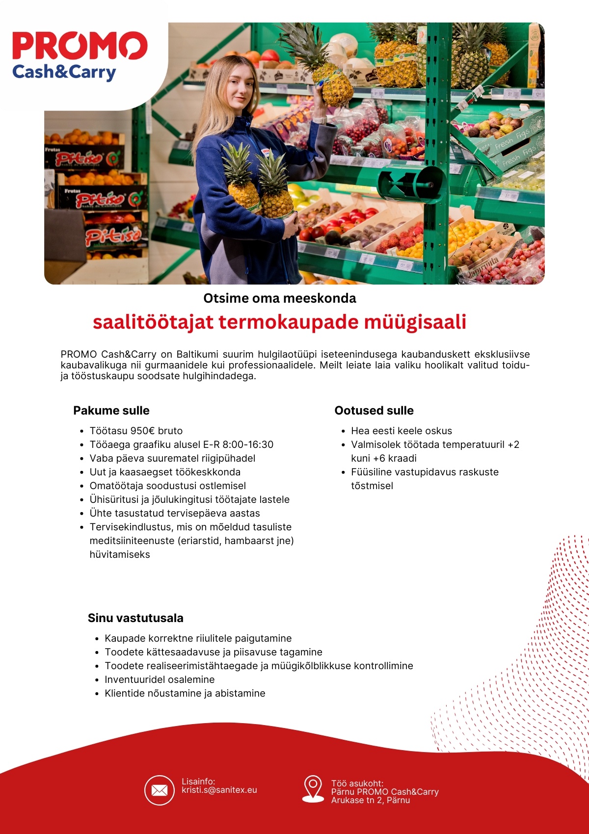 Sanitex OÜ Saalitöötaja termokaupade müügisaalis (E-R 8.00-16.30 graafiku alusel)