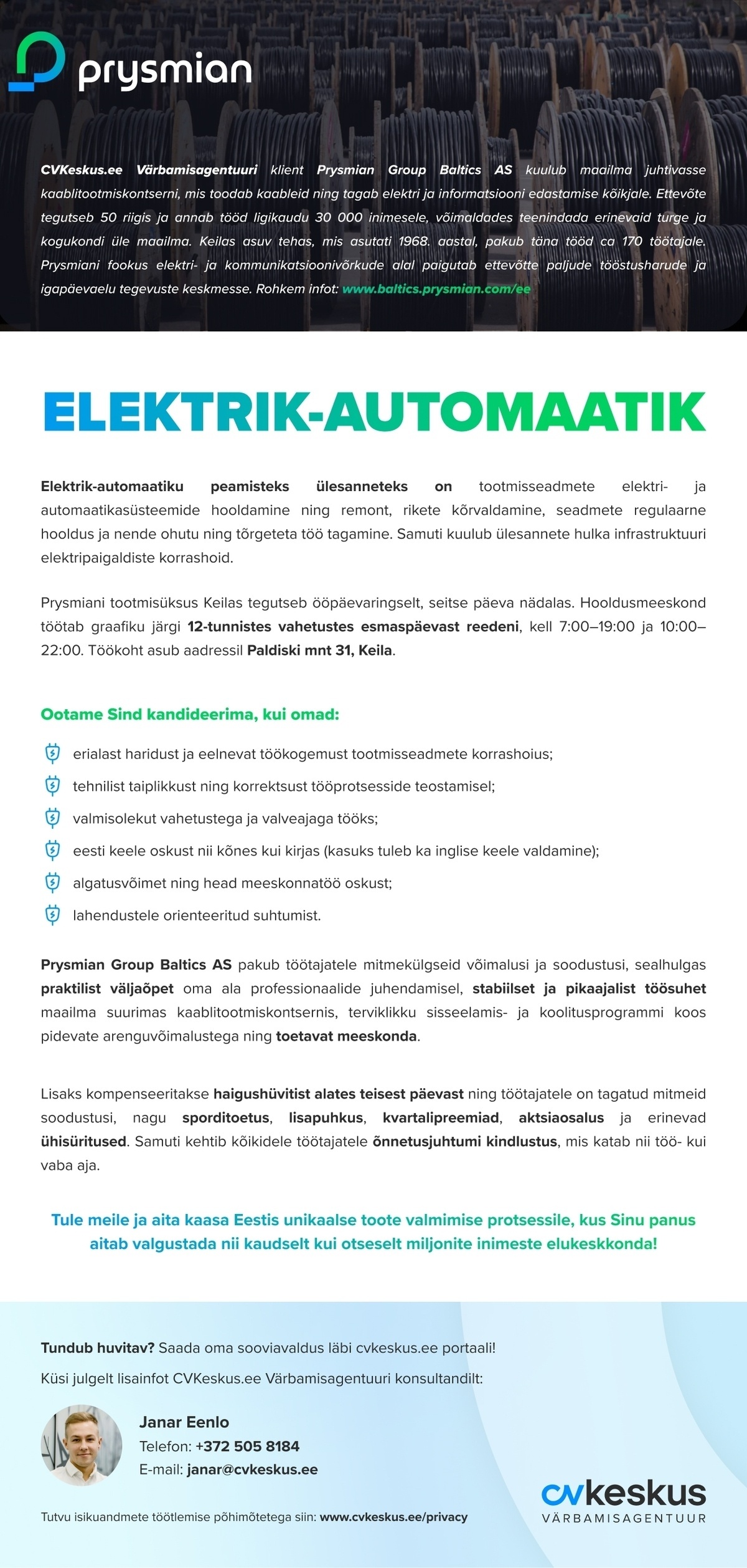 Prysmian Group Baltics AS ELEKTRIK-AUTOMAATIK