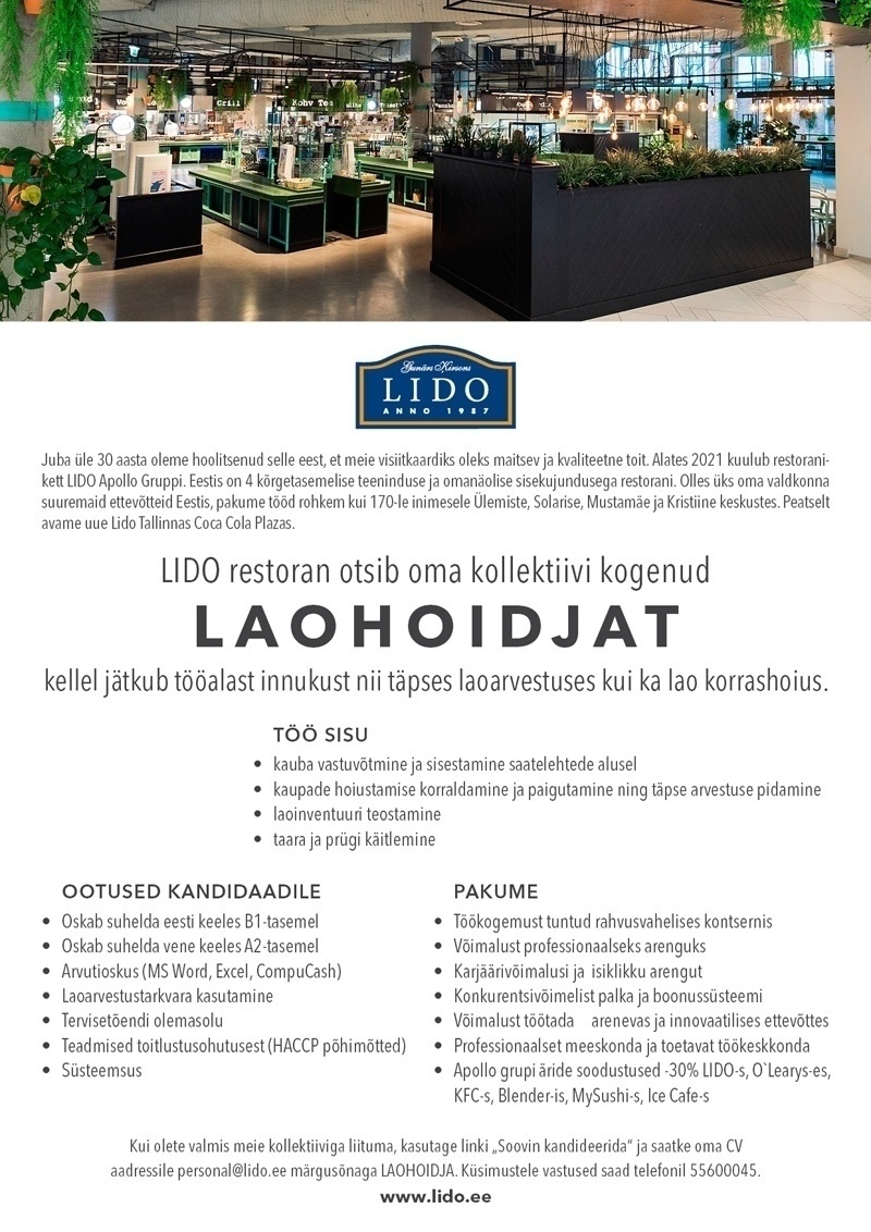 ODIL EESTI OÜ LAOHOIDJA (Mustamäe keskuse Lido)