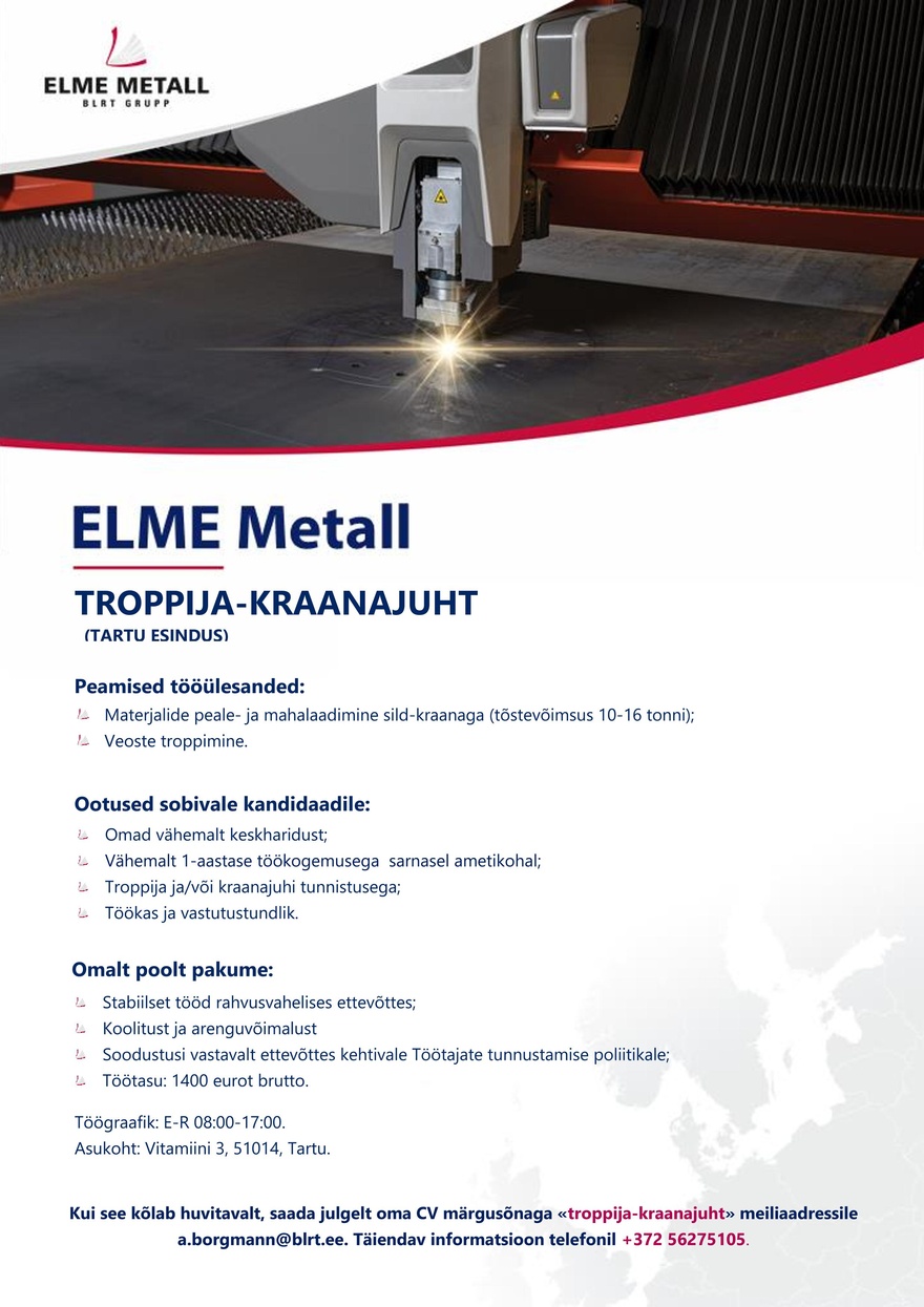 Elme Metall OU Troppija-kraanajuht