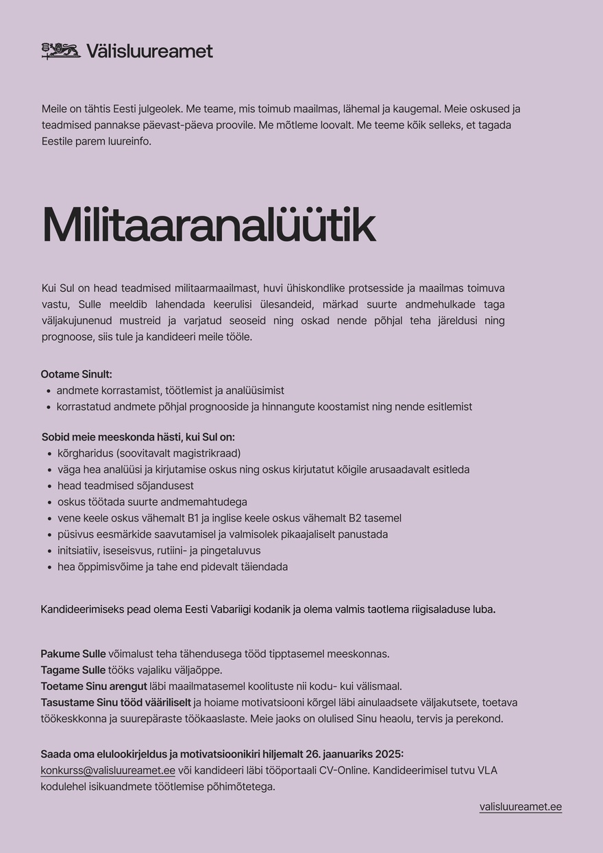 Välisluureamet Militaaranalüütik