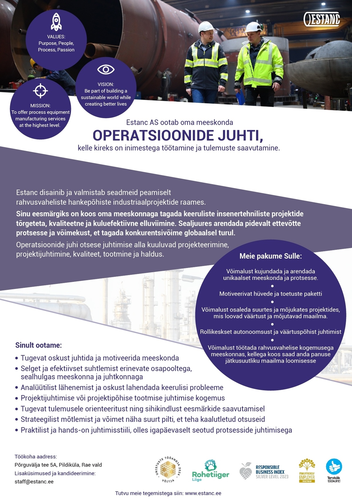 Estanc AS Operatsioonide juht