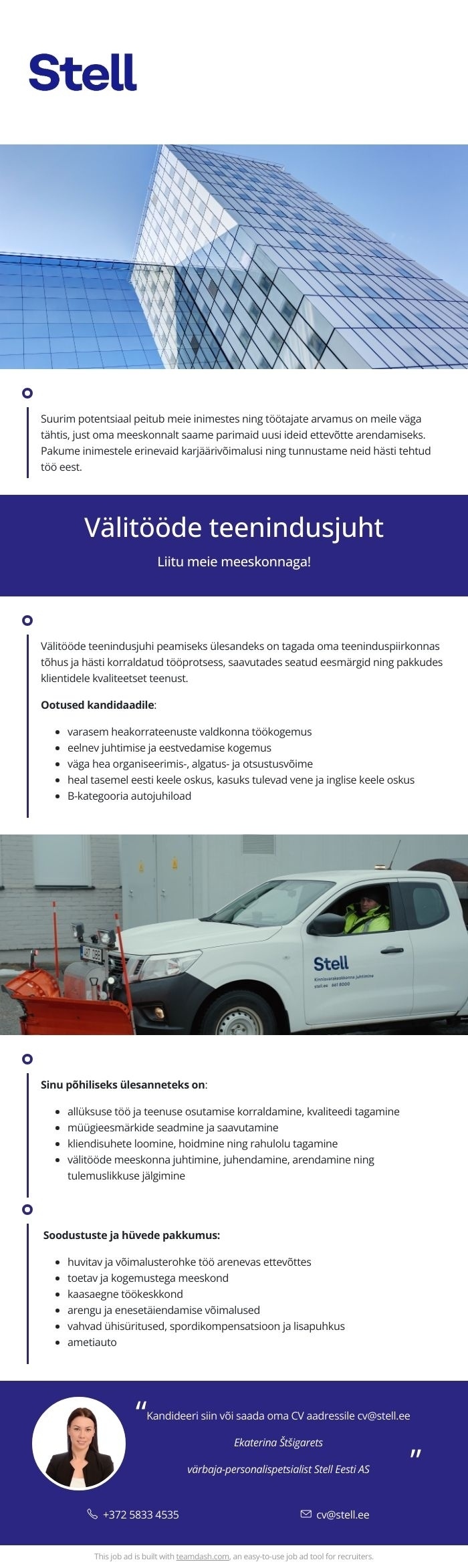 Stell Eesti AS Välitööde teenindusjuht