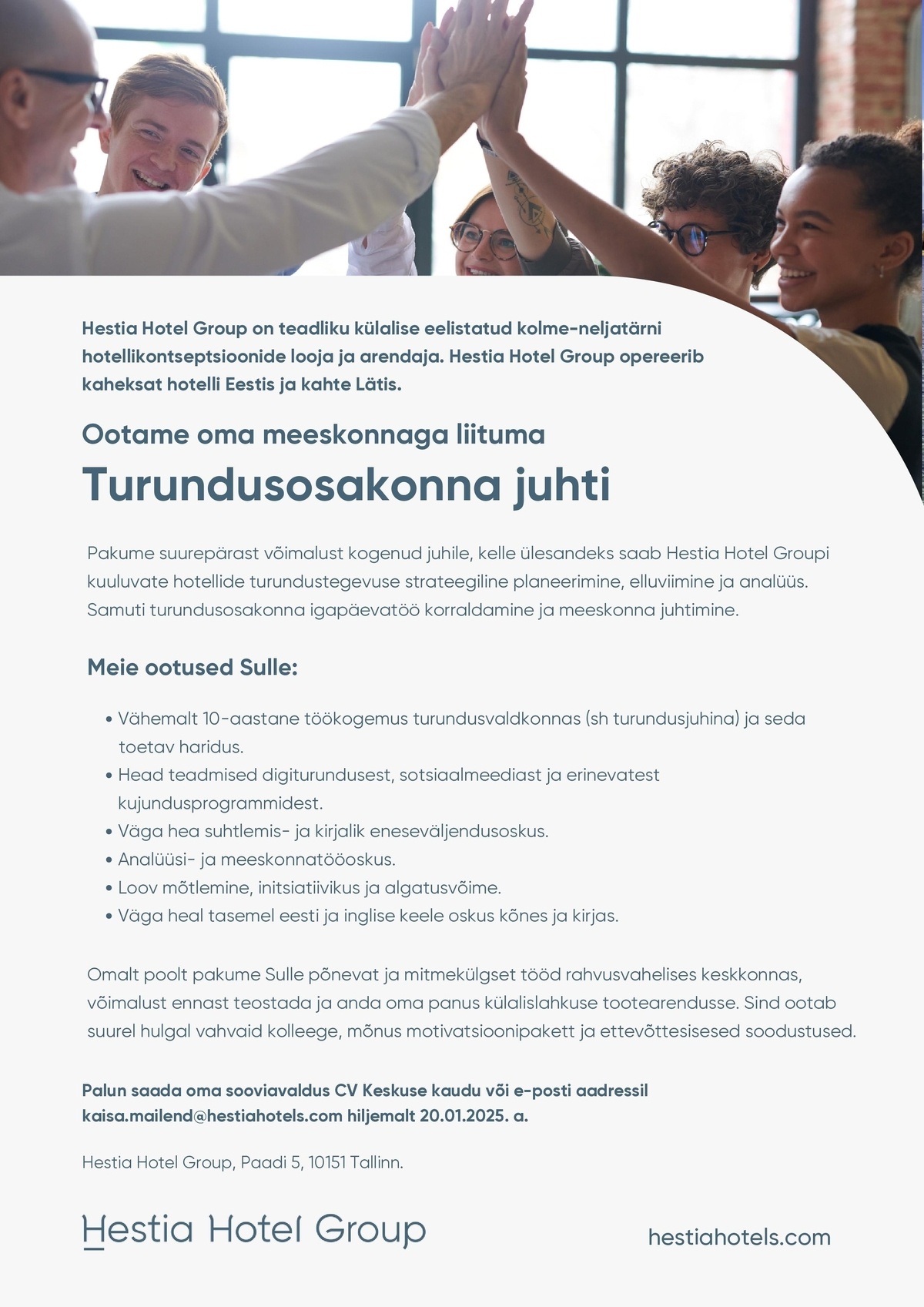 Hestia Hotel Group OÜ Turundusosakonna juht