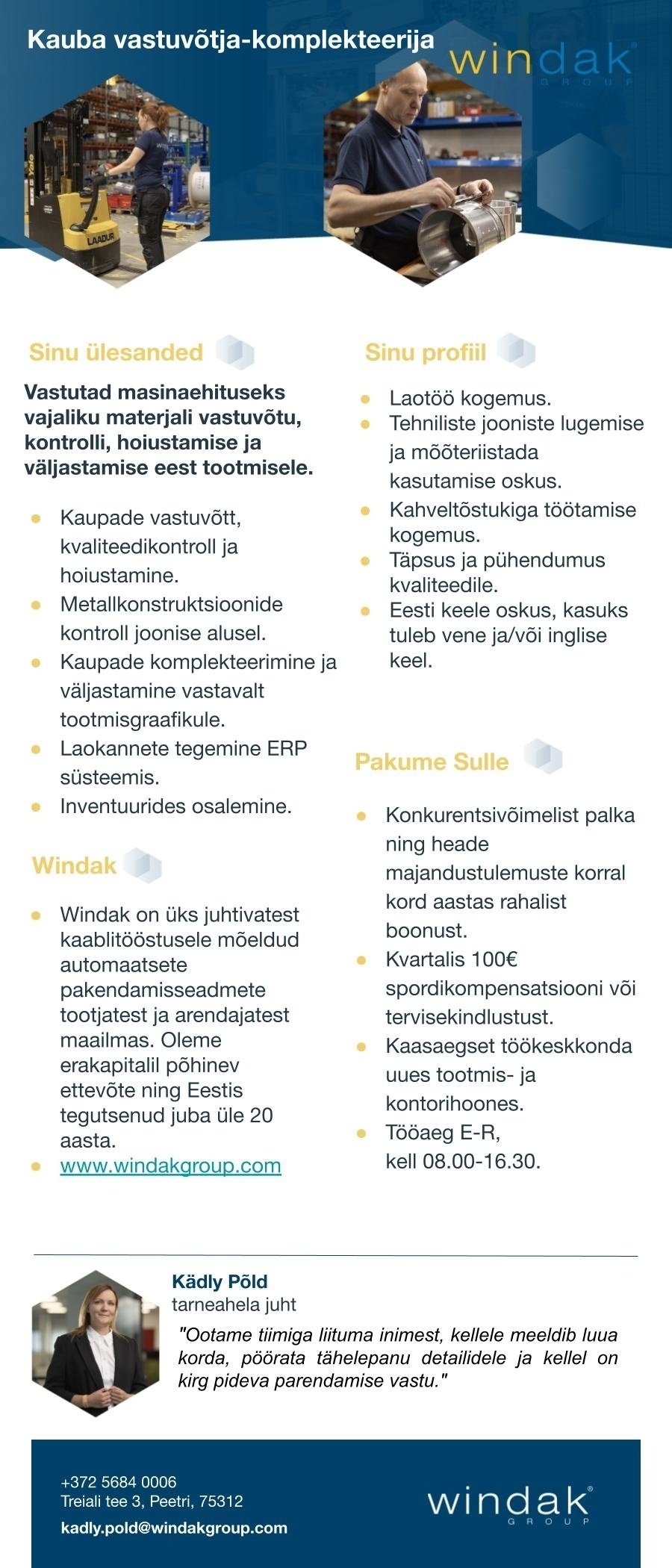 Windak OÜ Kauba vastuvõtja-komplekteerija