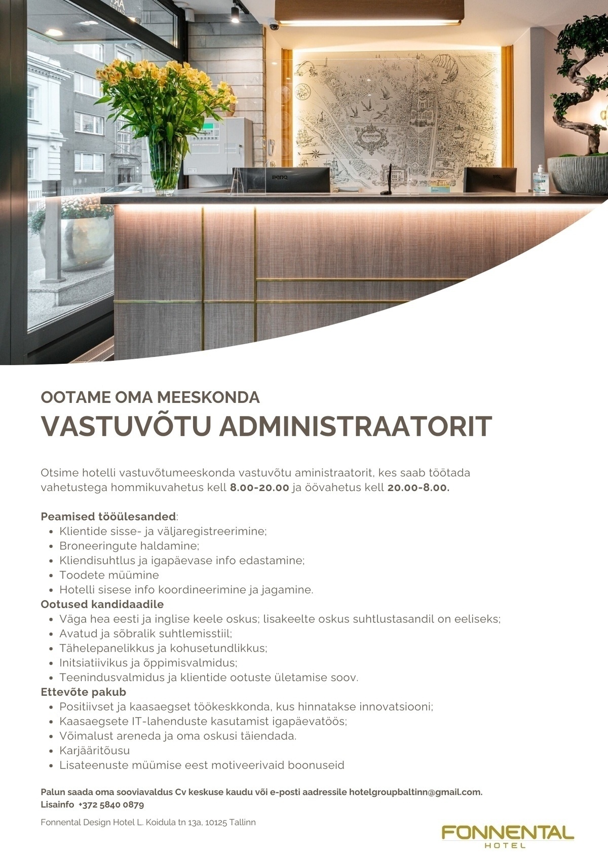 Hotel Group BaltInn OÜ Vastuvõtuadministraator