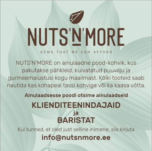 NUTS'N'MORE (Nutsnmore OÜ) Klienditeenindaja / barista