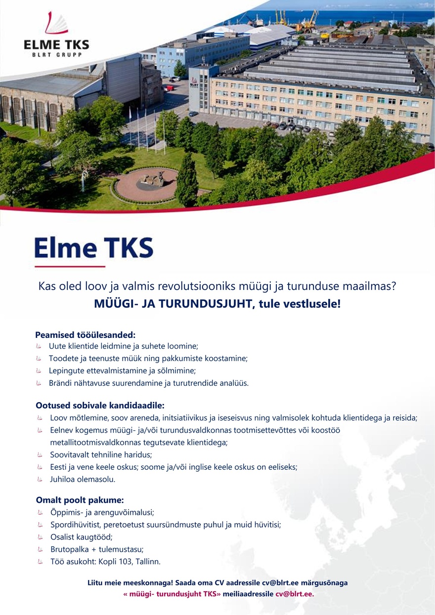 ELME TKS Müügi- ja turundusjuht