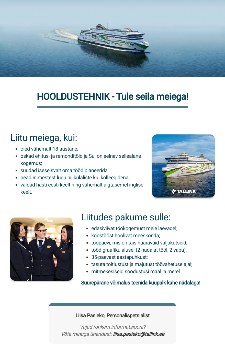 Tallink Grupp AS Laeva hooldustehnik