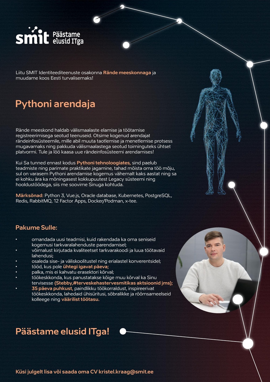 Siseministeeriumi infotehnoloogia- ja arenduskeskus Python full-stack arendaja