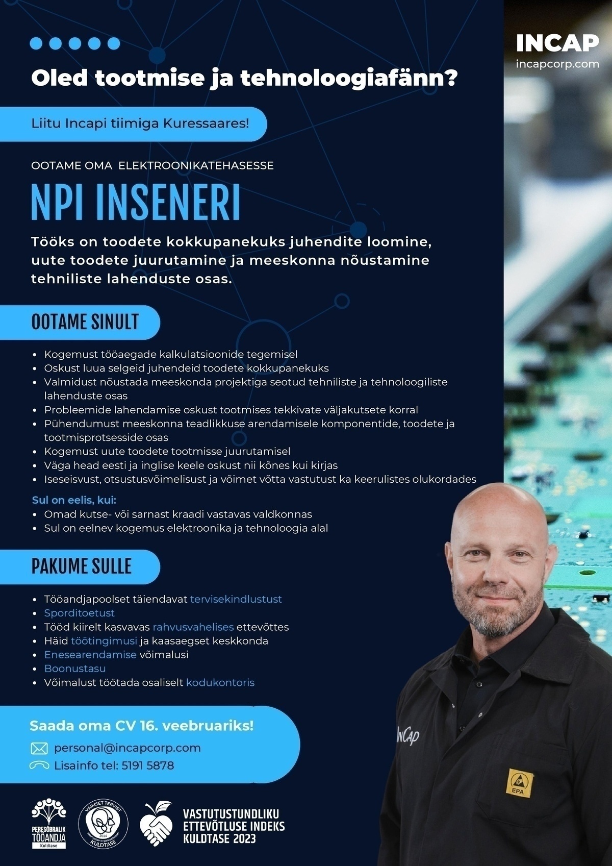 Incap Electronics Estonia OÜ NPI insener