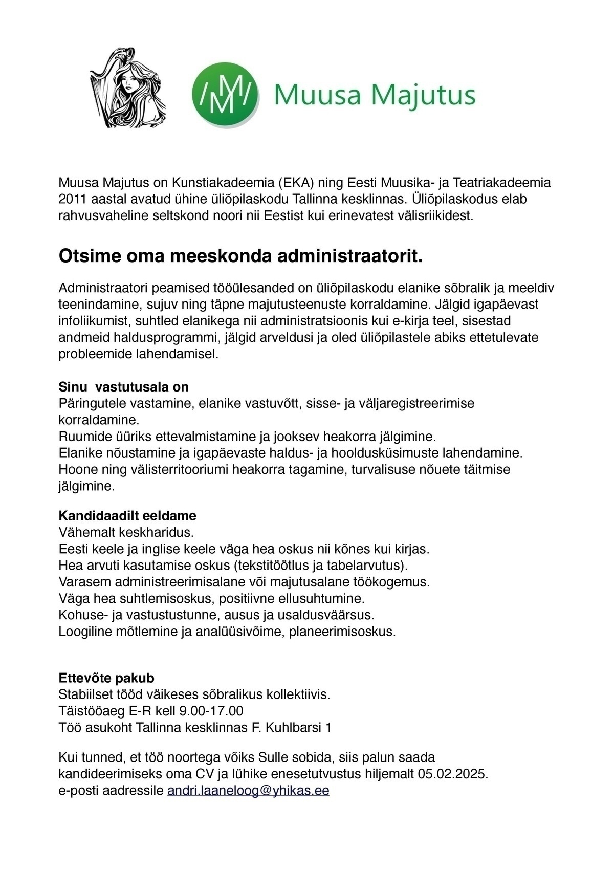 OÜ MUUSA MAJUTUS Administraator