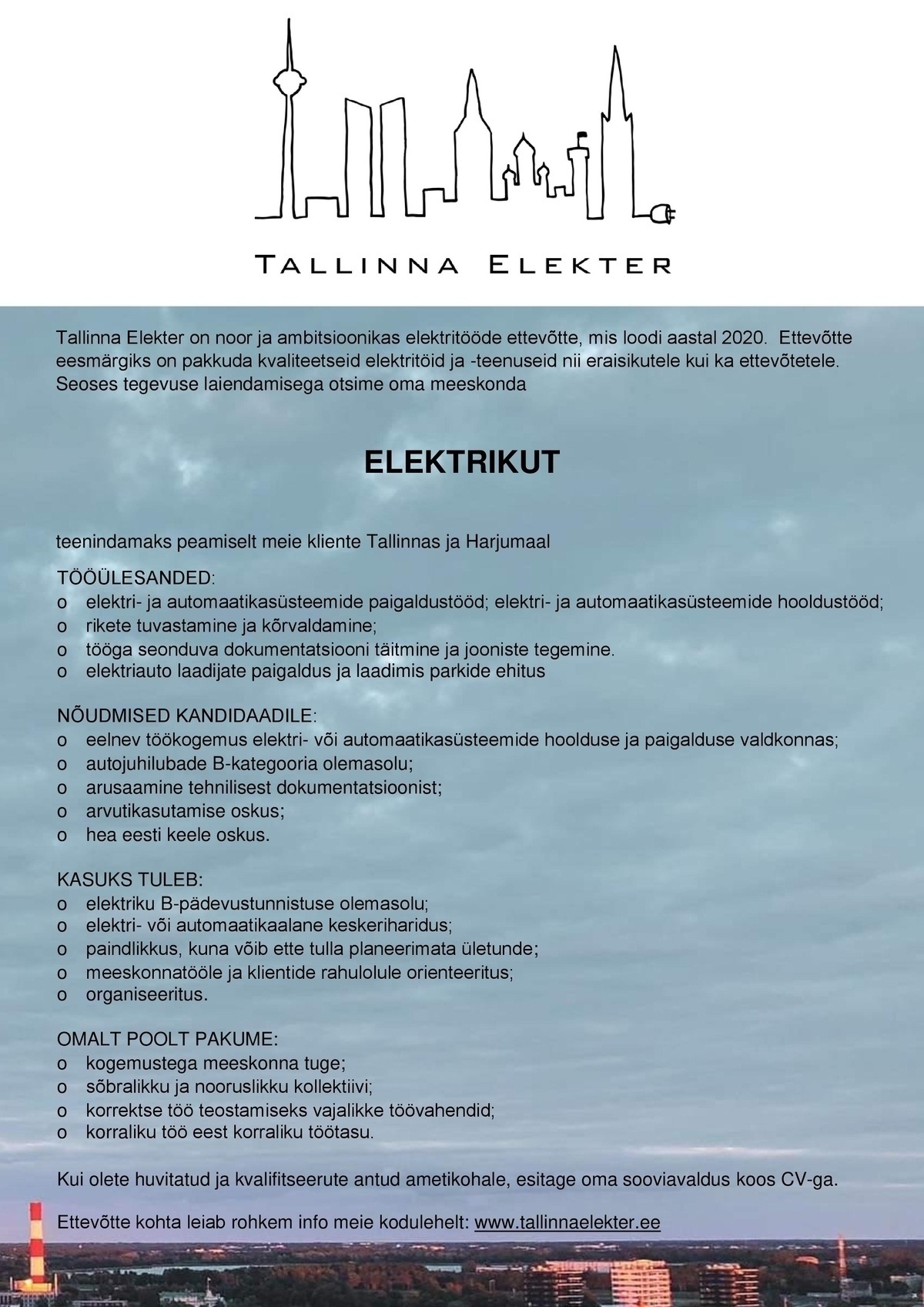 Tallinna Elekter OÜ SISETÖÖDE ELEKTRIK