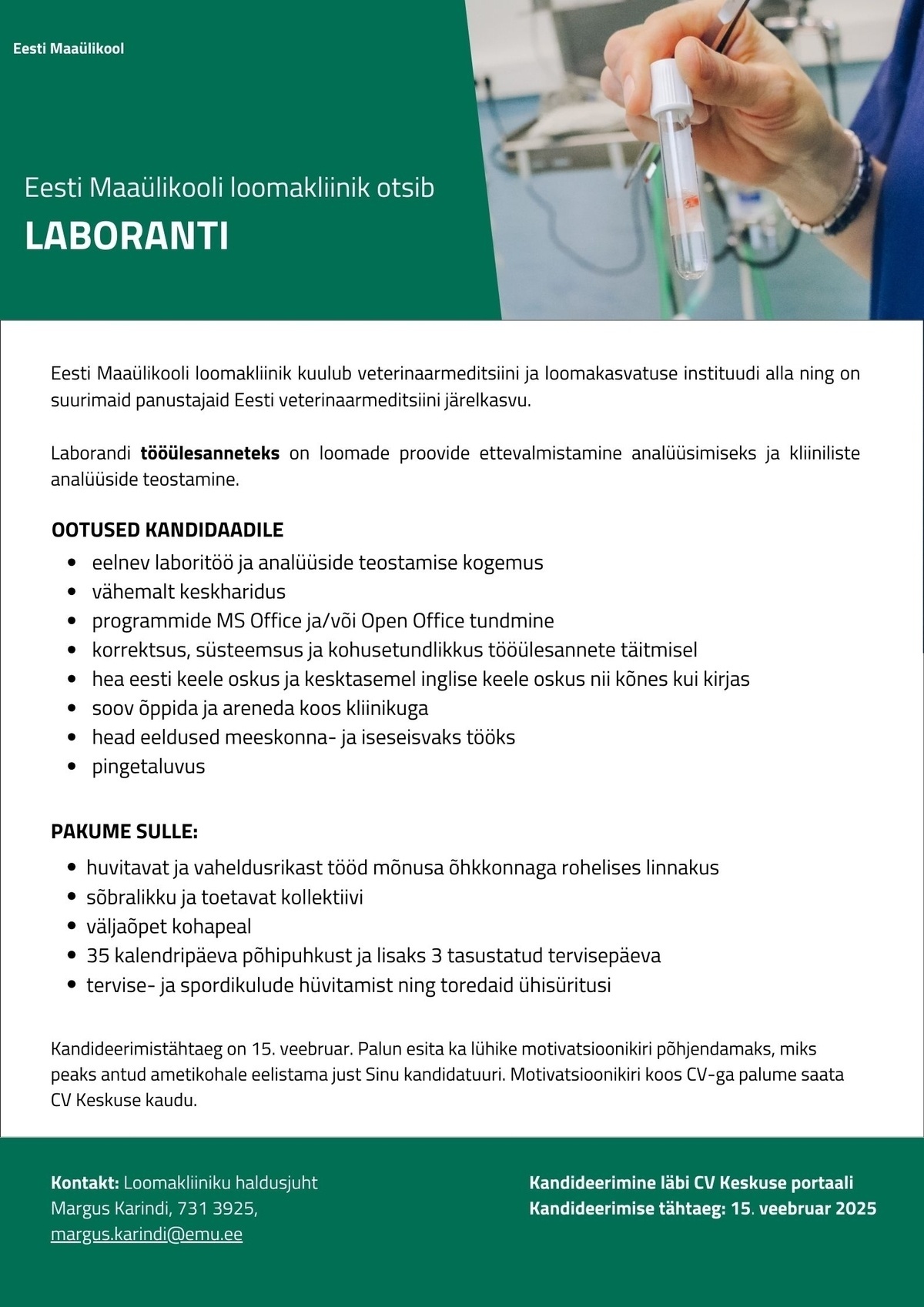 Eesti Maaülikool Laborant