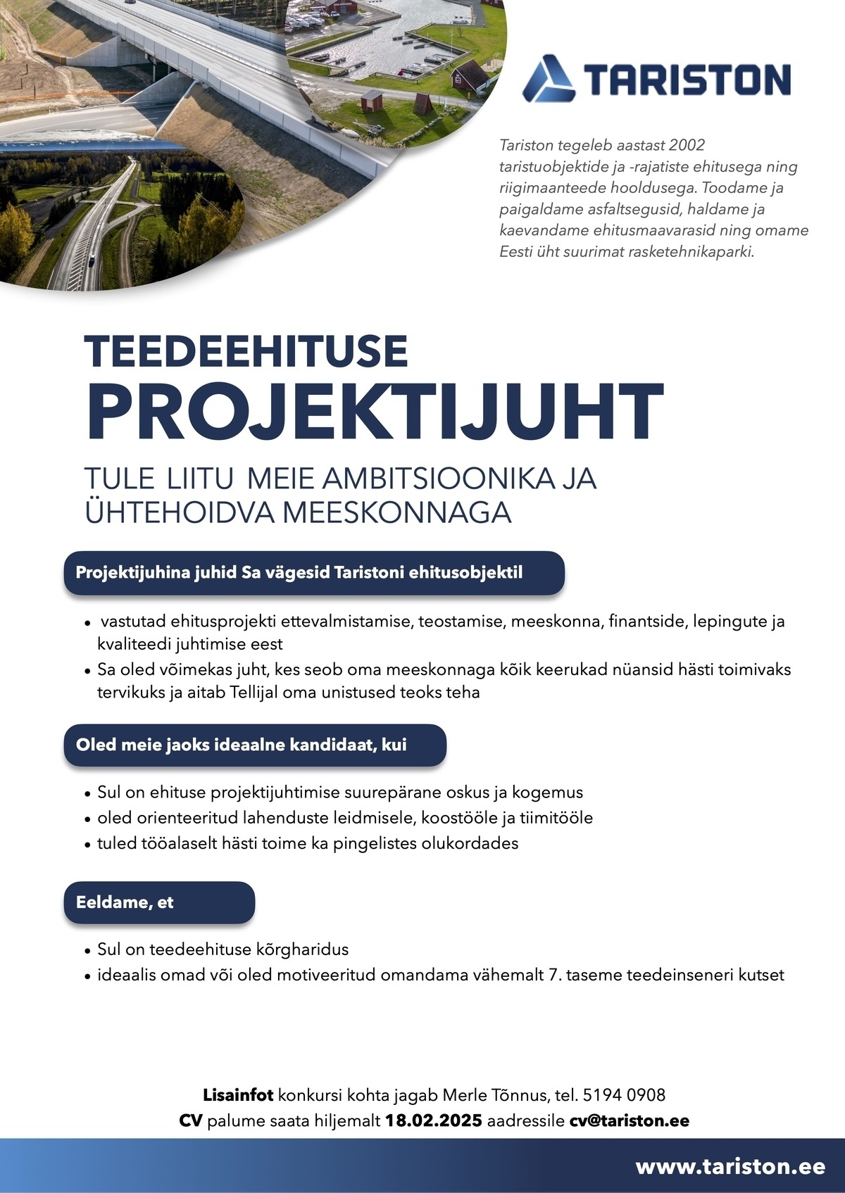 Tariston AS Teedeehituse projektijuht