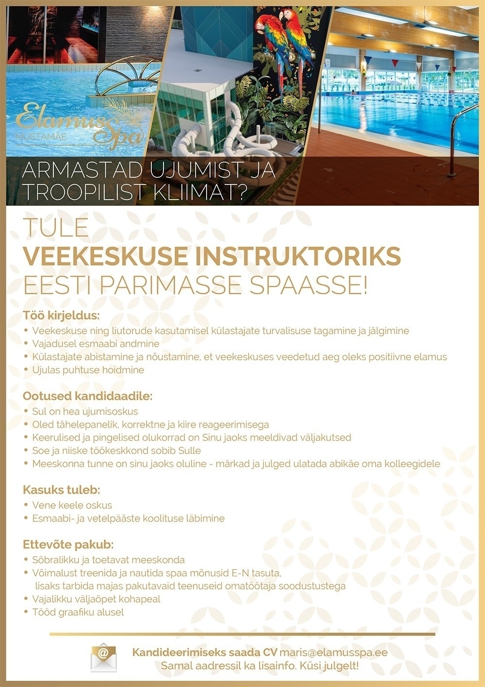 Mustamäe Spa OÜ Veekeskuse instruktor (Mustamäe Elamus Spa)