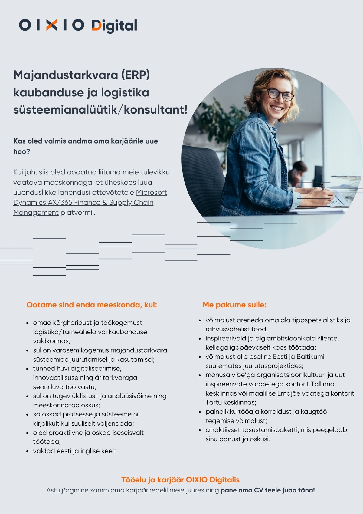 OIXIO Digital AS Majandustarkvara (ERP) kaubanduse ja logistika süsteemianalüütik/konsultant
