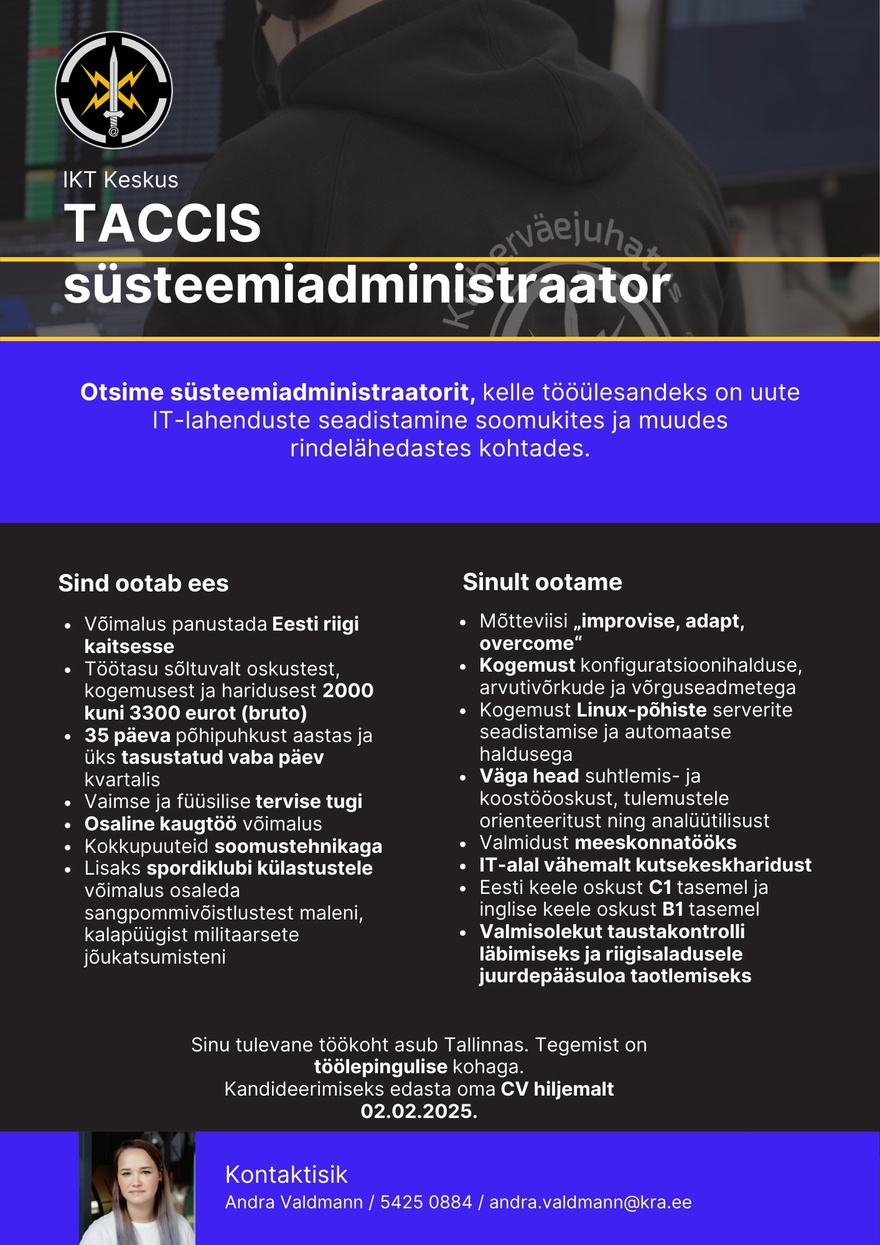 Küberväejuhatus TACCIS süsteemiadministraator