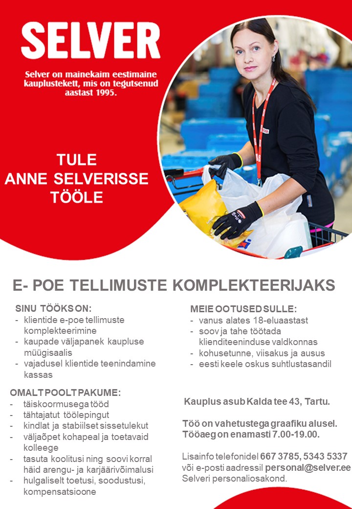 Selver E-poe tellimuste komplekteerija Anne Selveris