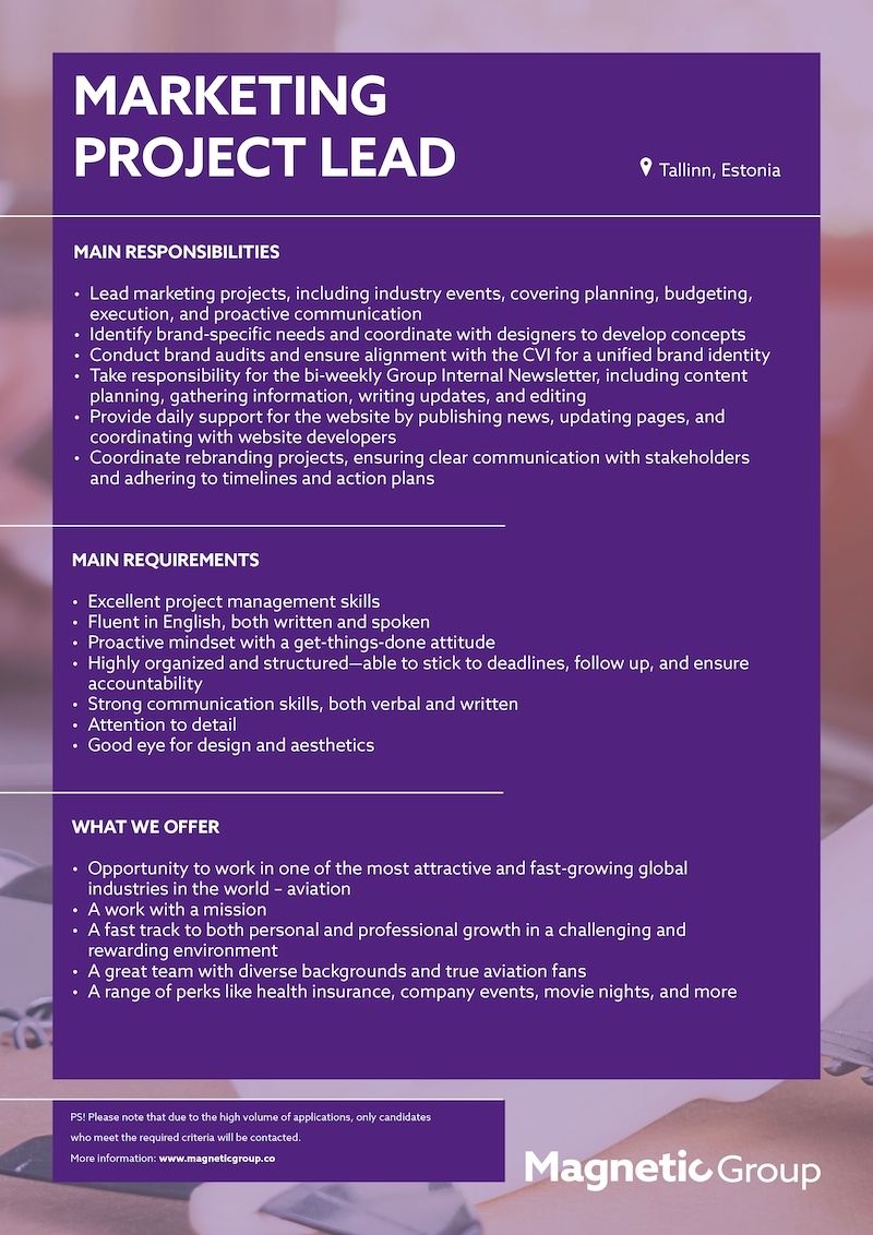 Magnetic MRO AS Marketing Project Lead