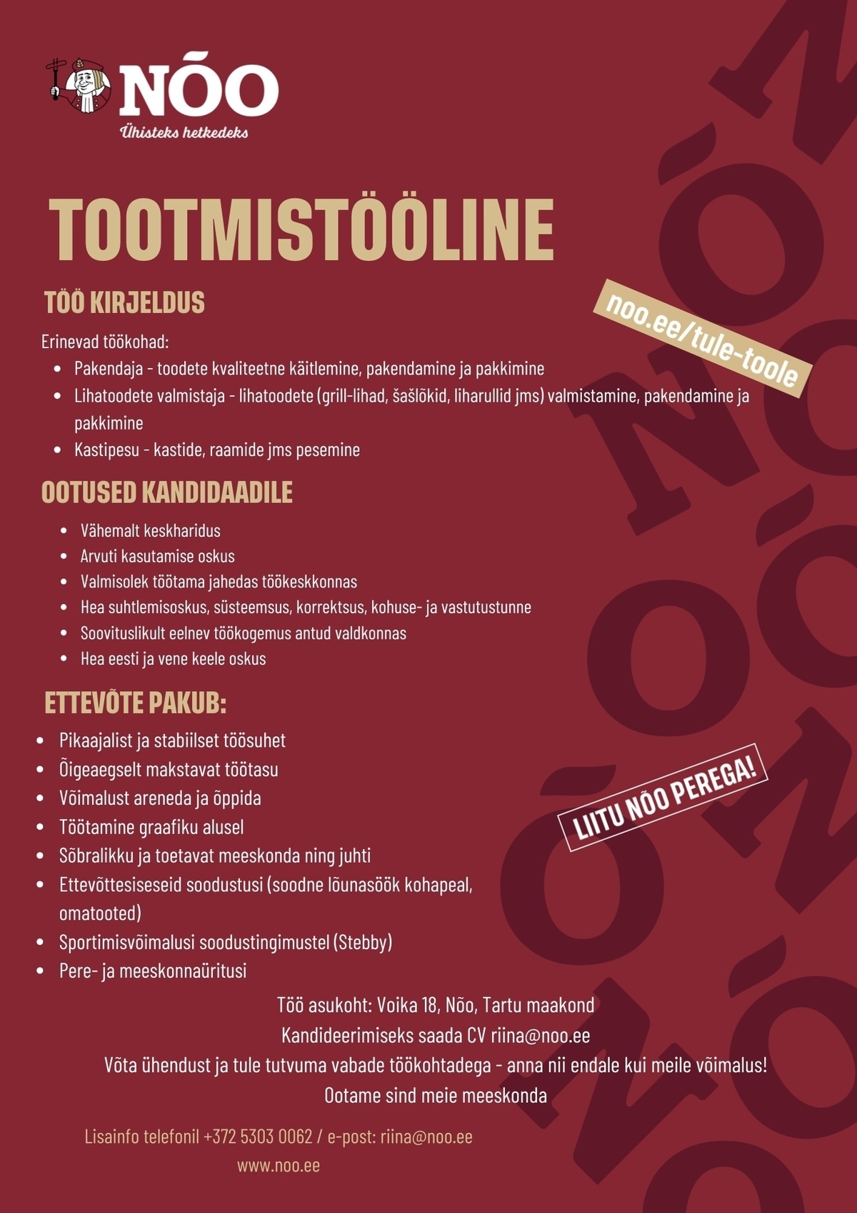 Nõo Lihatööstus OÜ Tootmistööline