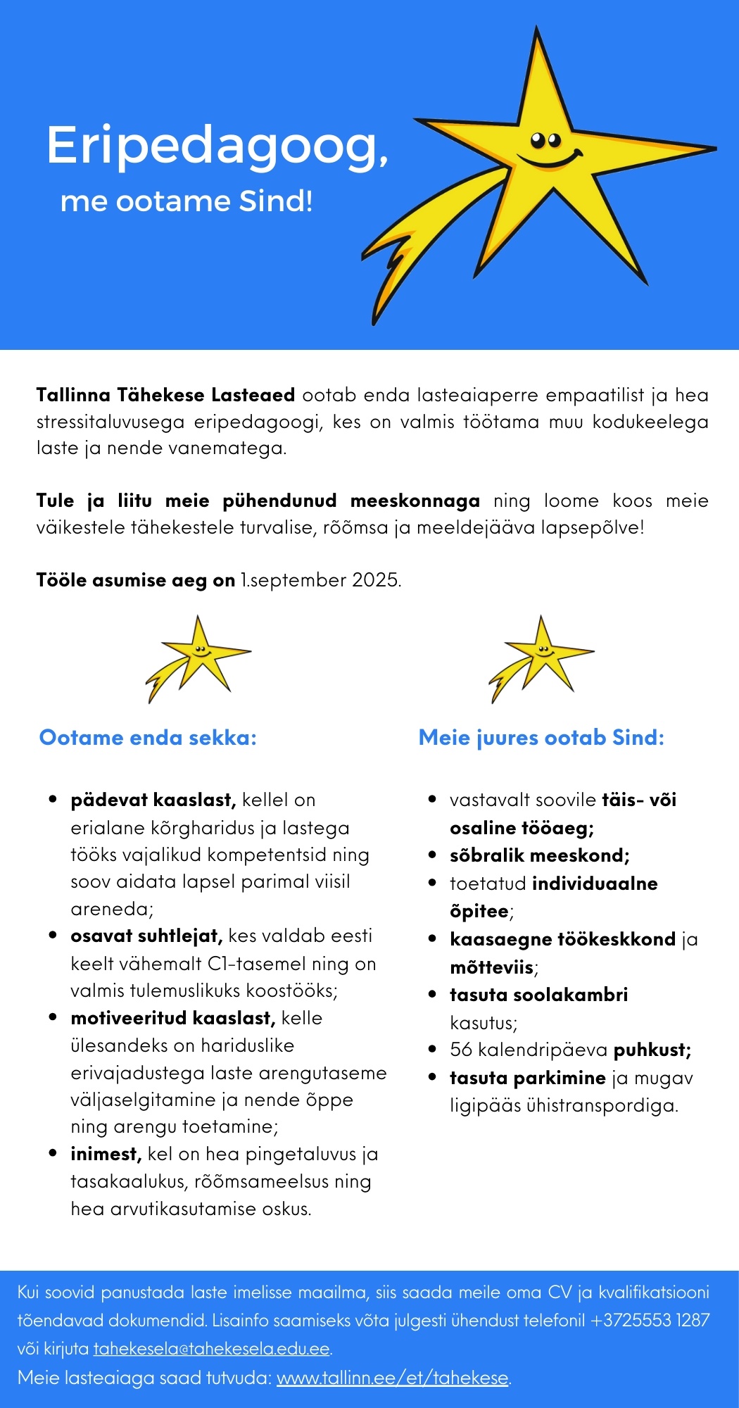 Tallinna Tähekese Lasteaed Eripedagoog