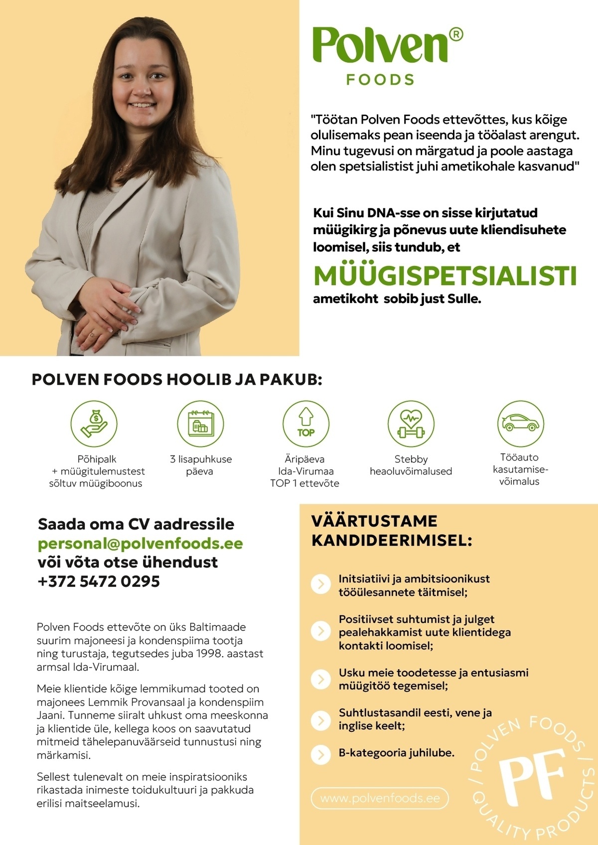 Polven Foods OÜ Aktiivne MÜÜGISPETSIALIST