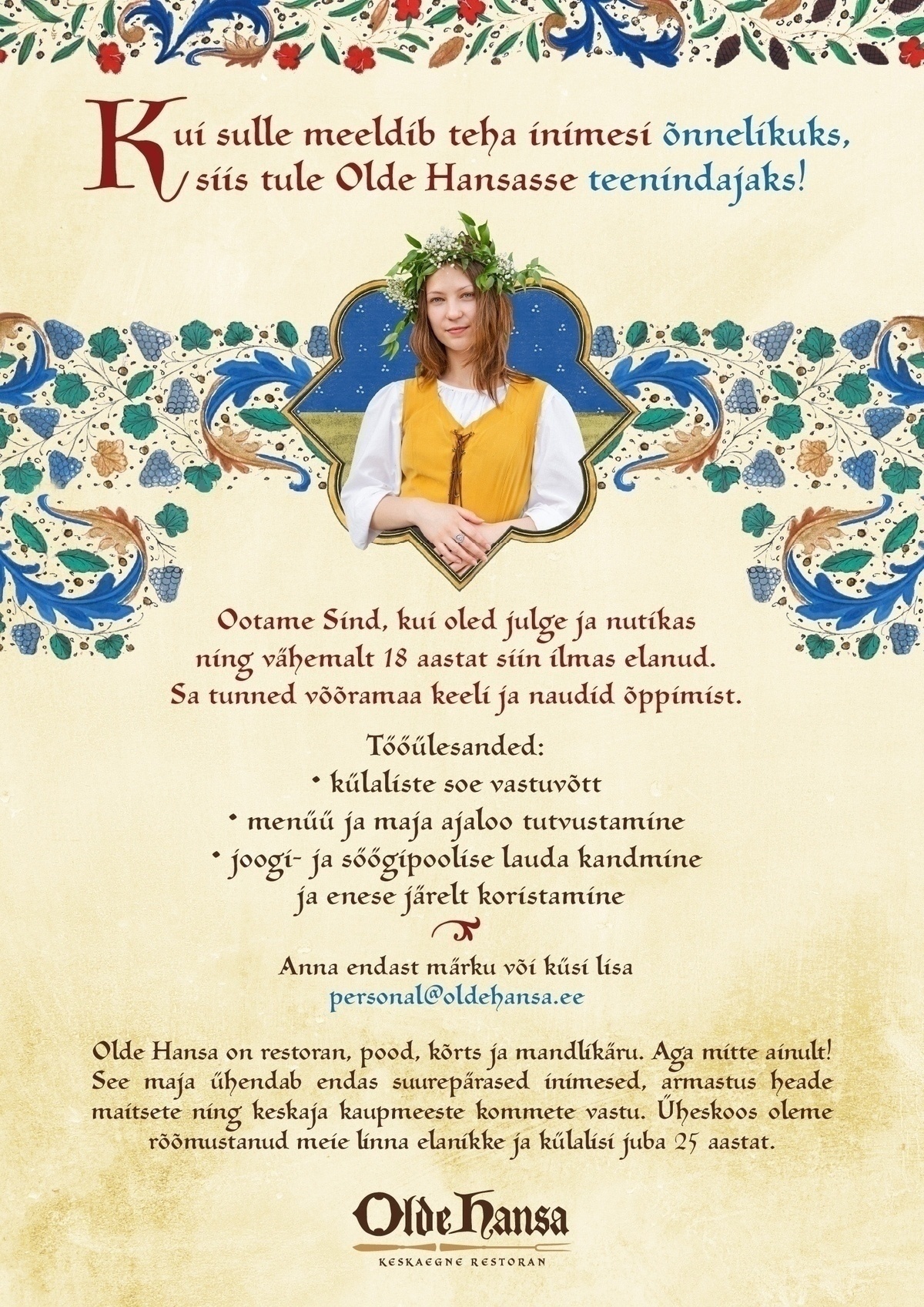 Starmaker OÜ Olde Hansa restorani teenindajarahvas