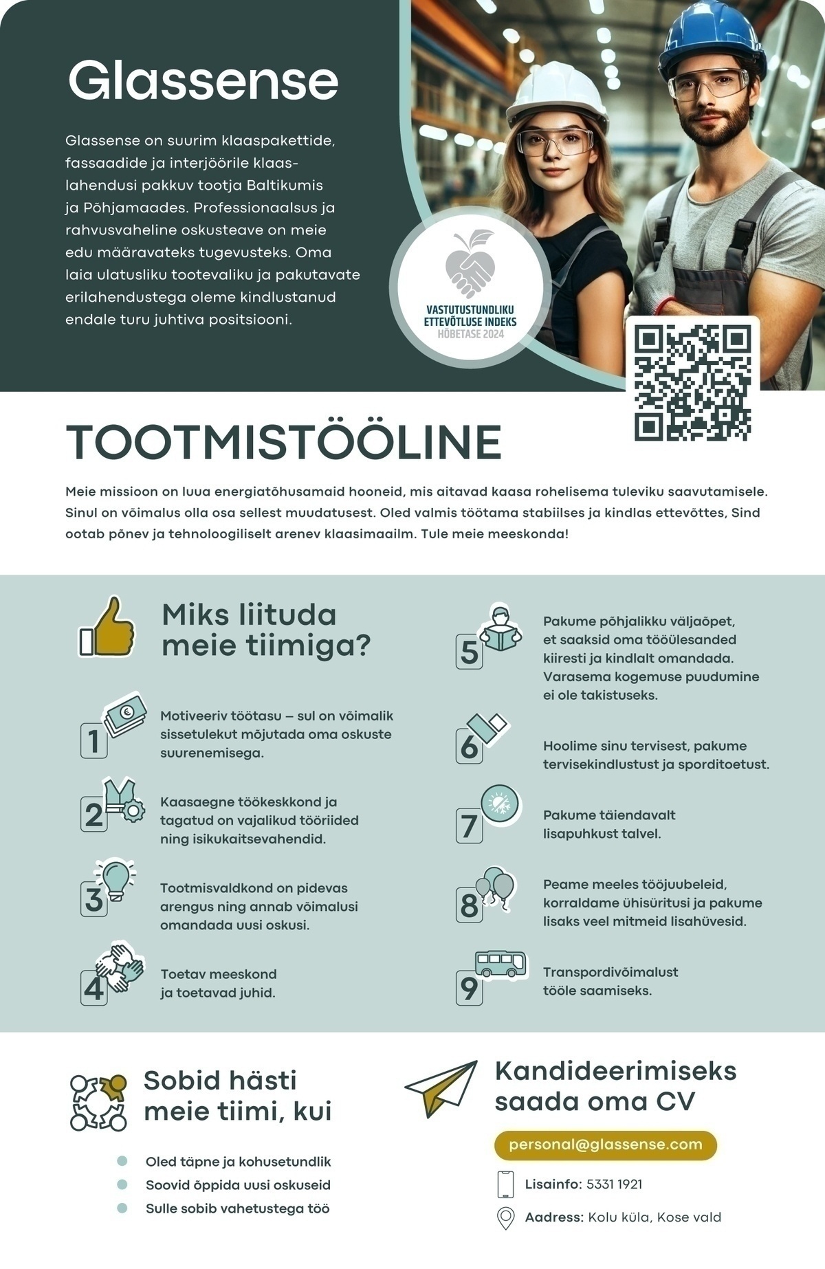 Glassense AS Tootmistööline