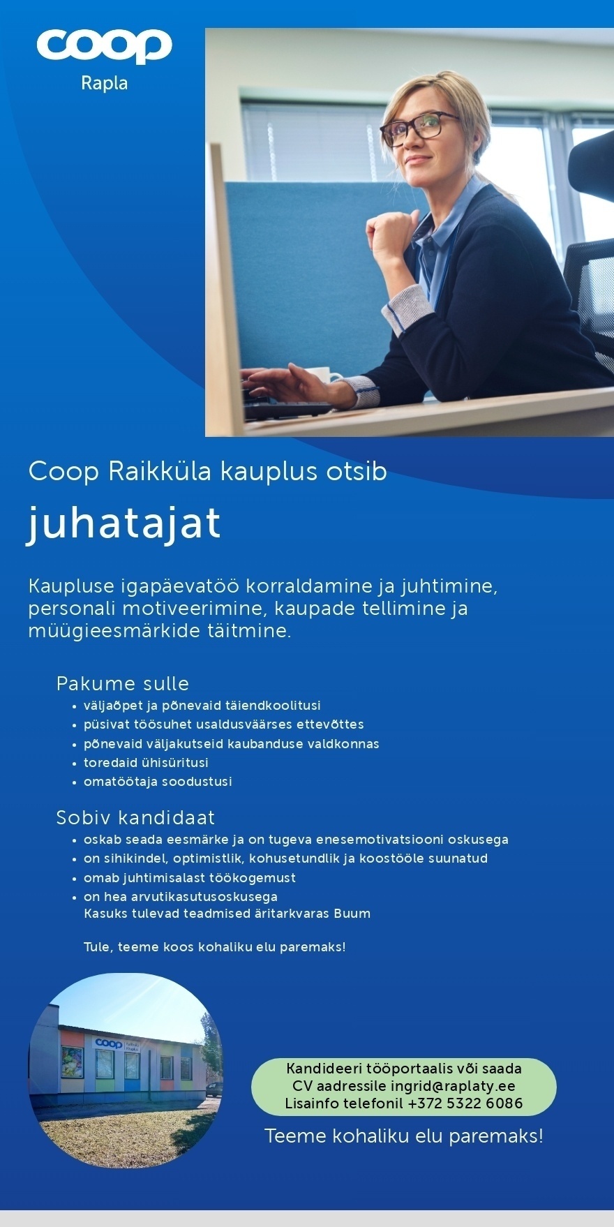 Rapla Tarbijate Ühistu Juhataja Coop Raikküla kaupluses (Coop Rapla)