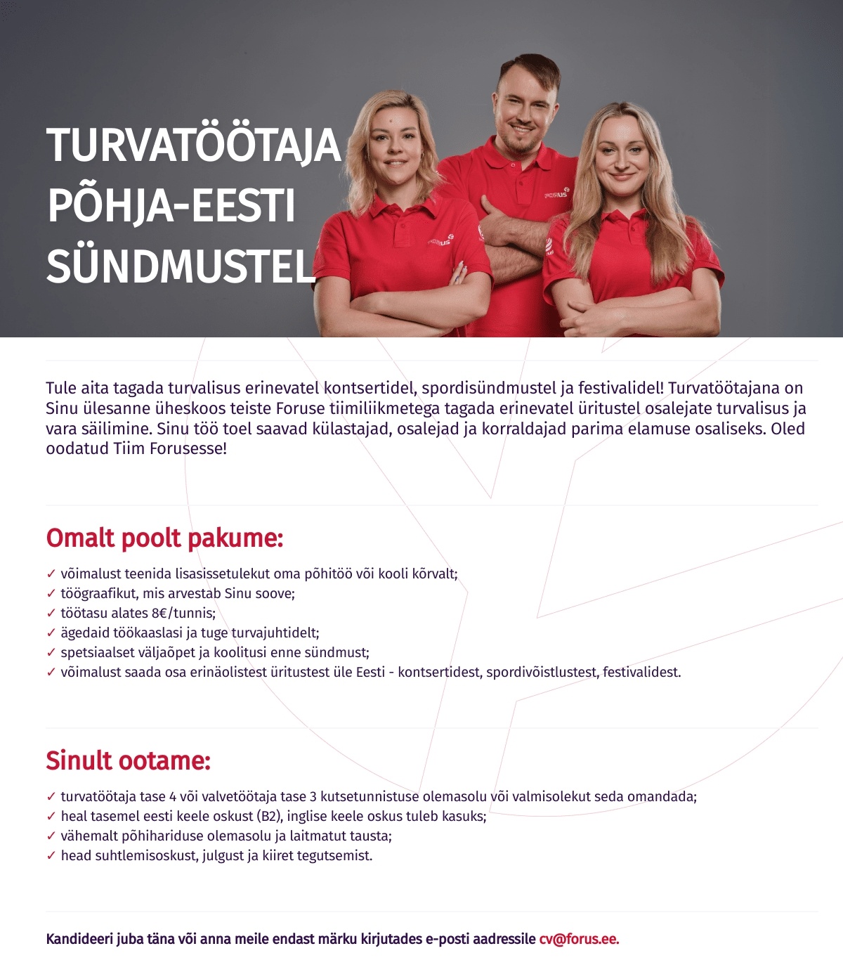 Forus Security AS Turvatöötaja Põhja-Eesti sündmustel