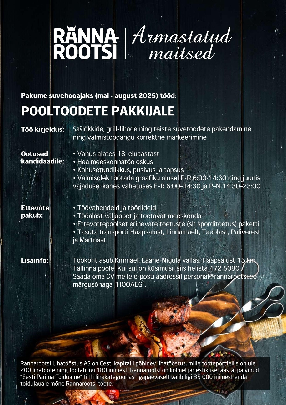 Rannarootsi Lihatööstus AS Pooltoodete pakkija