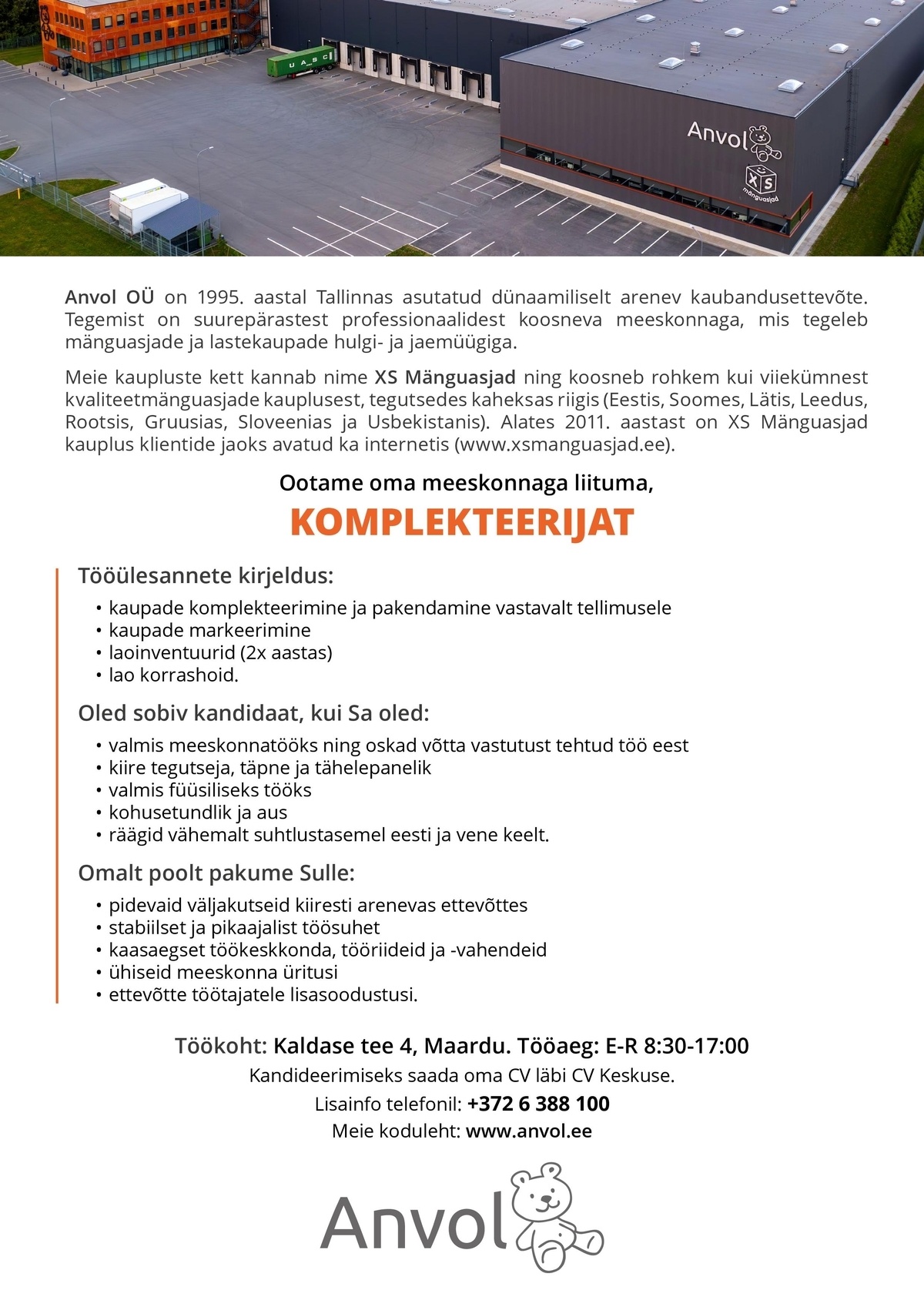Anvol OÜ KOMPLEKTEERIJA