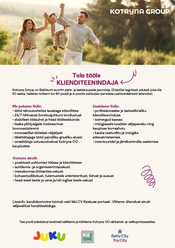 Kotryna OÜ Järve Keskuse JUKU kaupluse klienditeenindaja