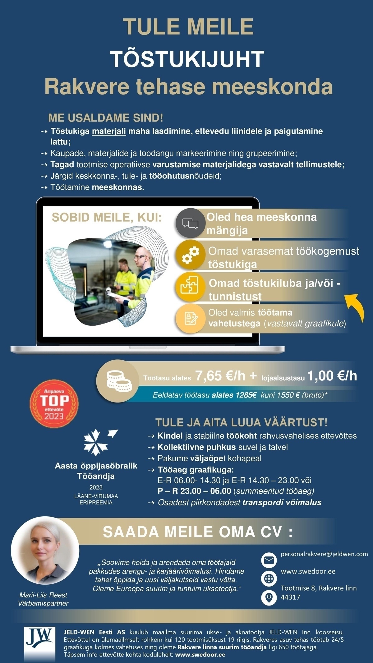 JELD-WEN EESTI AS TÕSTUKIJUHT (Rakvere tehas)