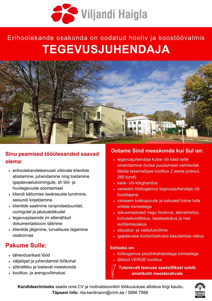 Viljandi Haigla Tegevusjuhendaja