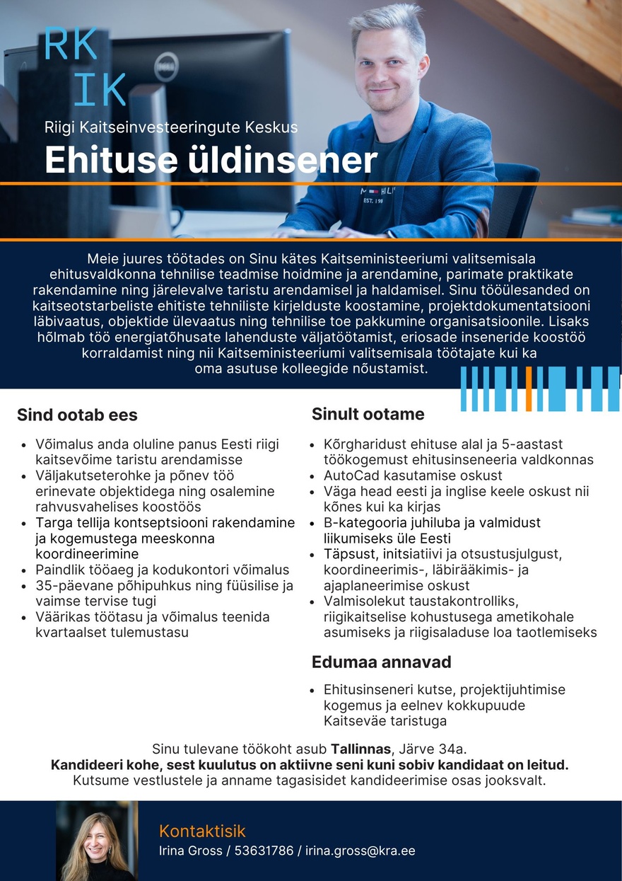 Riigi Kaitseinvesteeringute Keskus Ehituse üldinsener