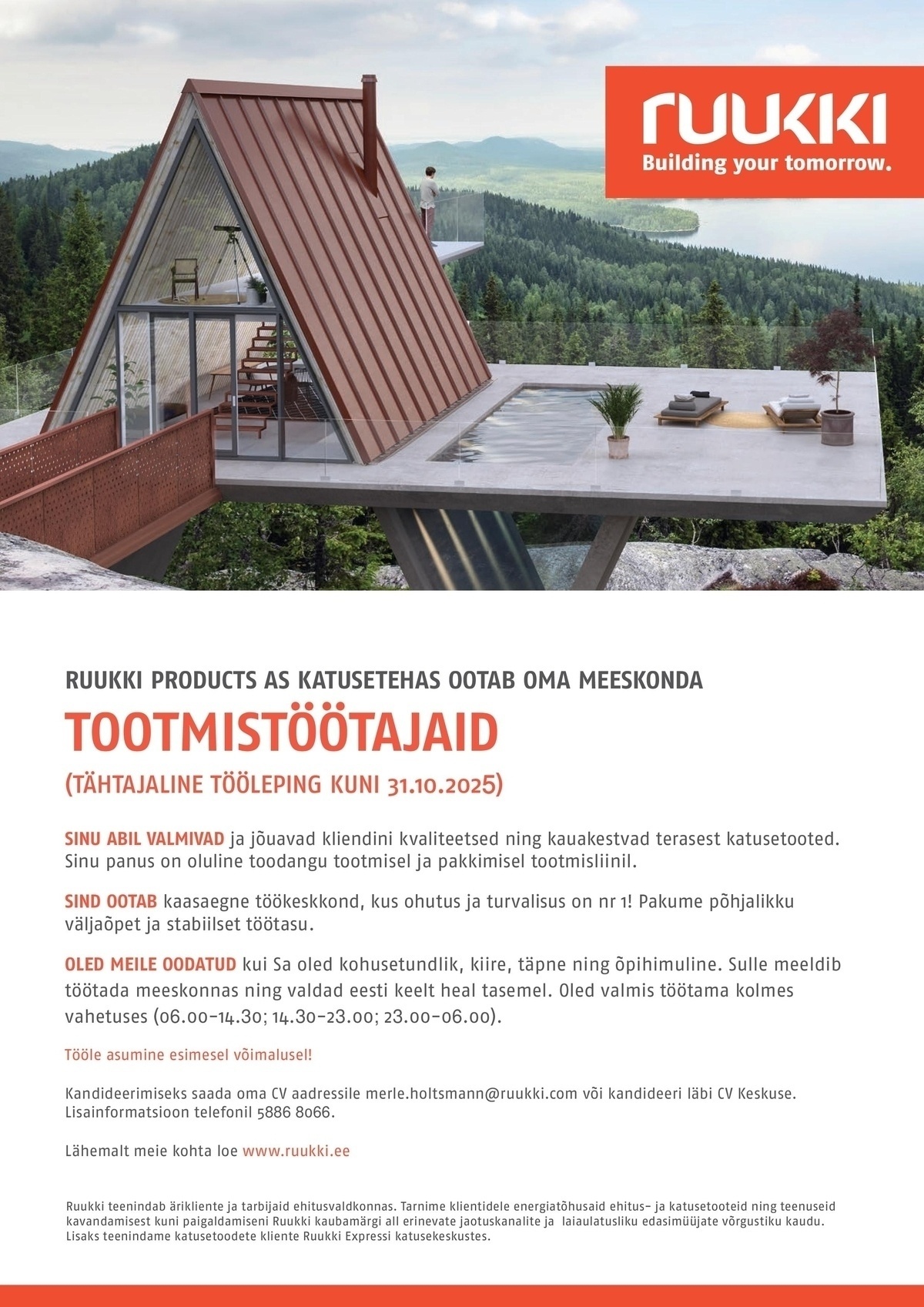 RUUKKI PRODUCTS AS Tootmistöötaja (tähtajaline tööleping kuni 31.10.2025)