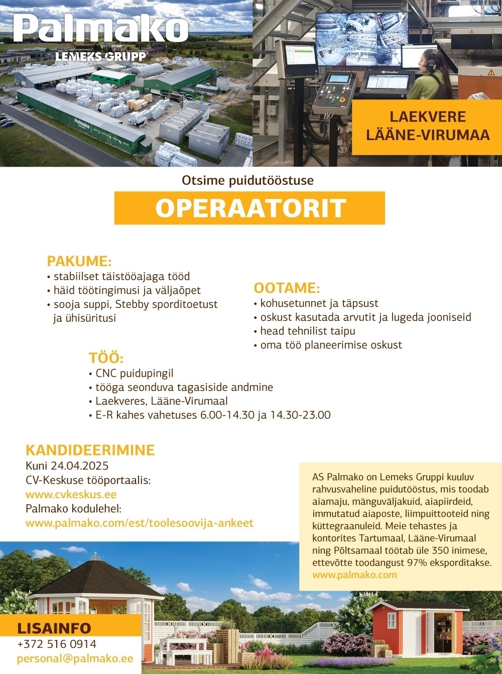 Palmako AS Operaator (Laekvere tehas)