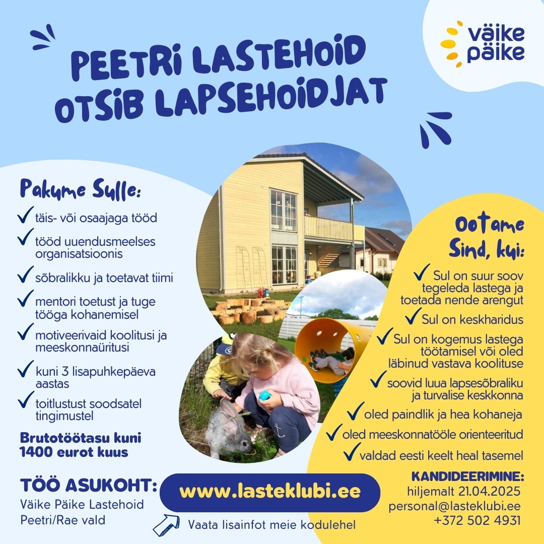 Väike Päike Peetri Lastehoid Lapsehoidja