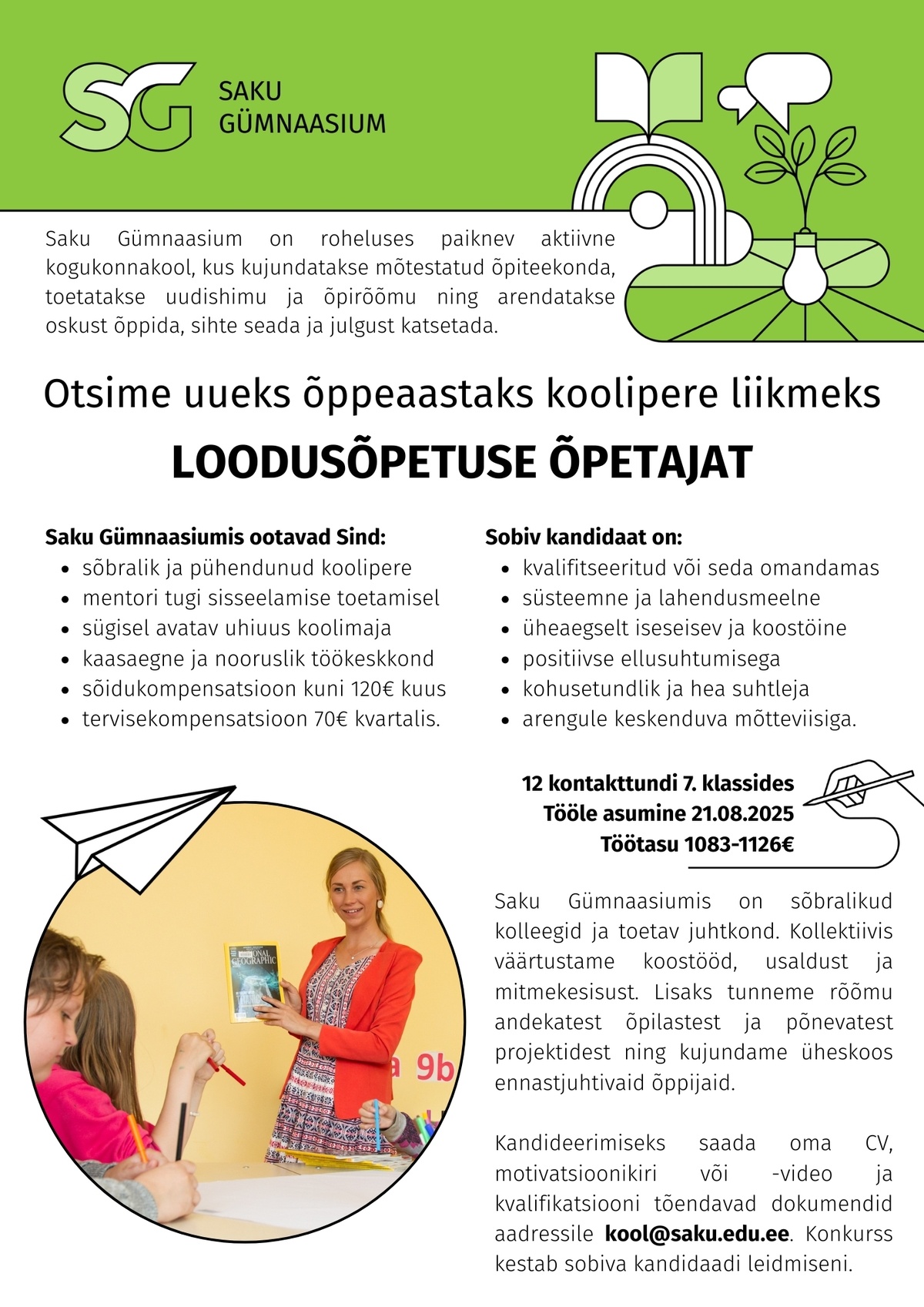 Saku Gümnaasium Loodusõpetuse õpetaja