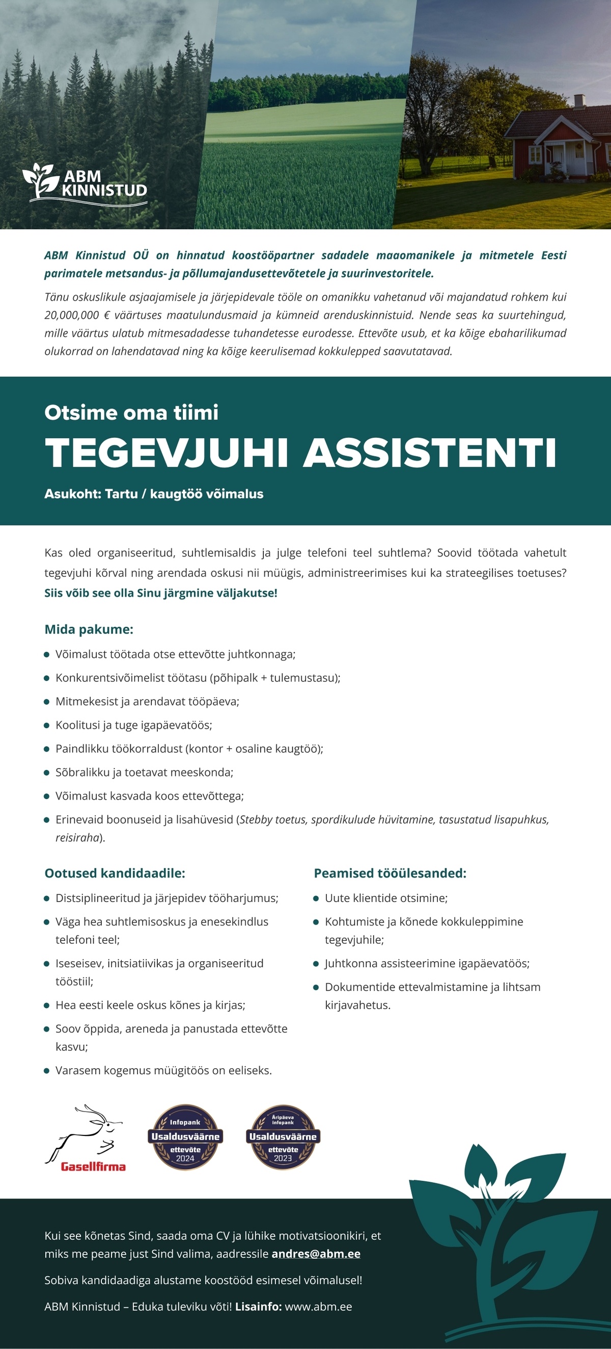 ABM KINNISTUD OÜ TEGEVJUHI ASSISTENT