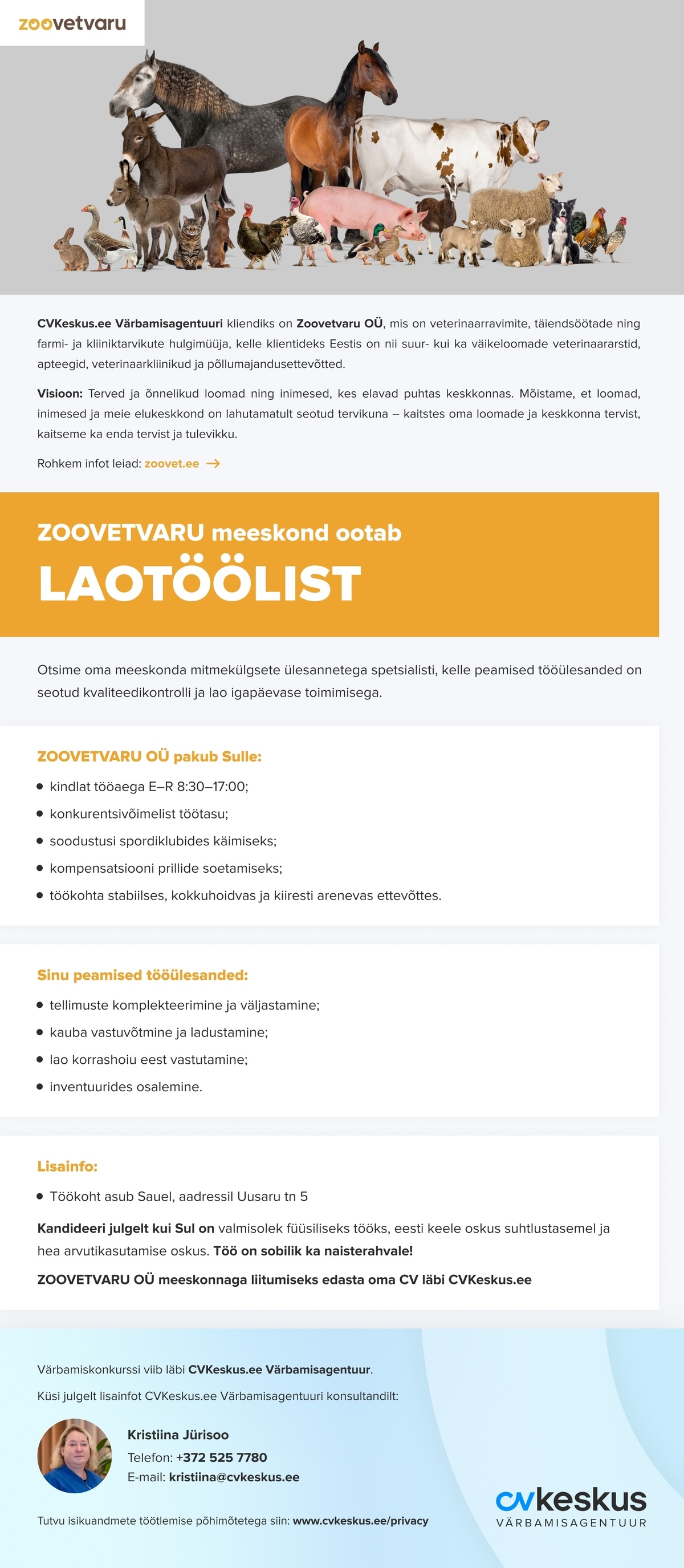 Zoovetvaru OÜ LAOTÖÖTAJA