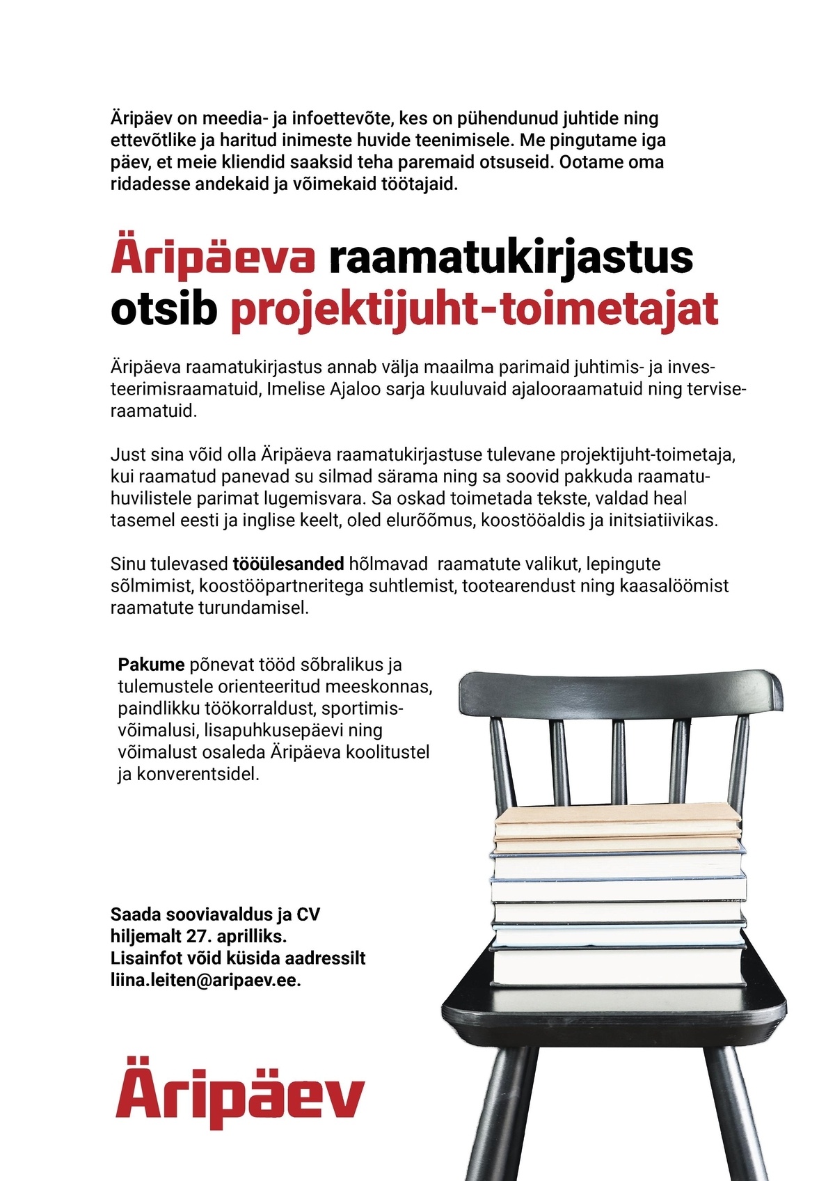 Äripäev AS Äripäeva raamatukirjastuse projektijuht-toimetaja